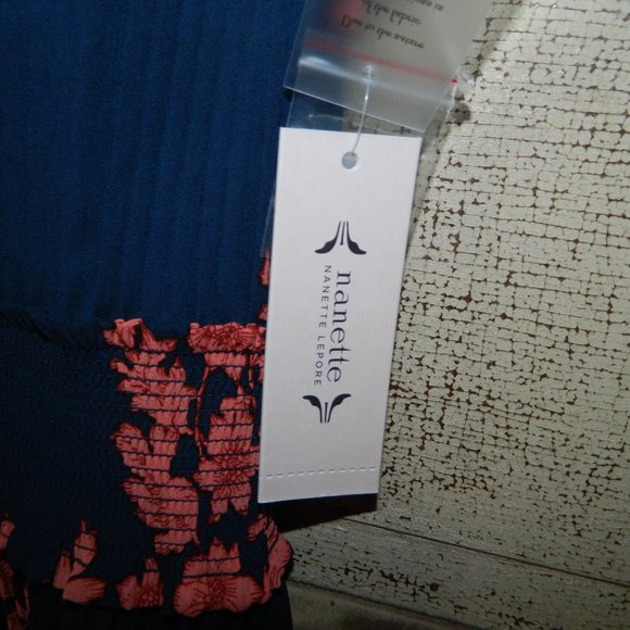 Nanette Lepore Navy Floral Print Pleated Sleeveless Dress Size 6 (AA-27) - Picture 2 of 6